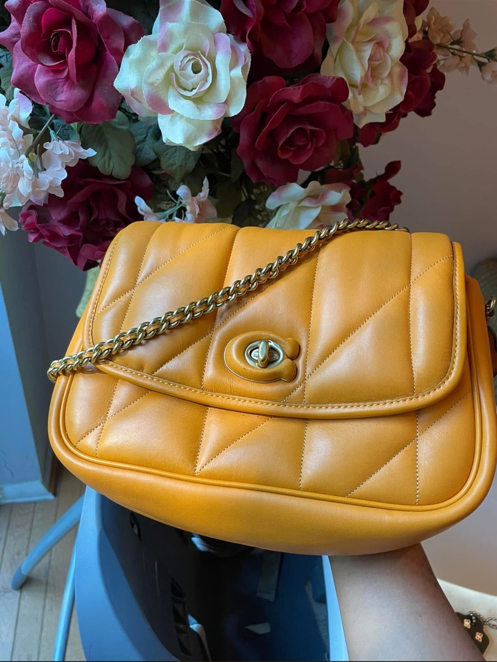 Coach Pillow Madison Papaya Leather Chain Shoulder Bag